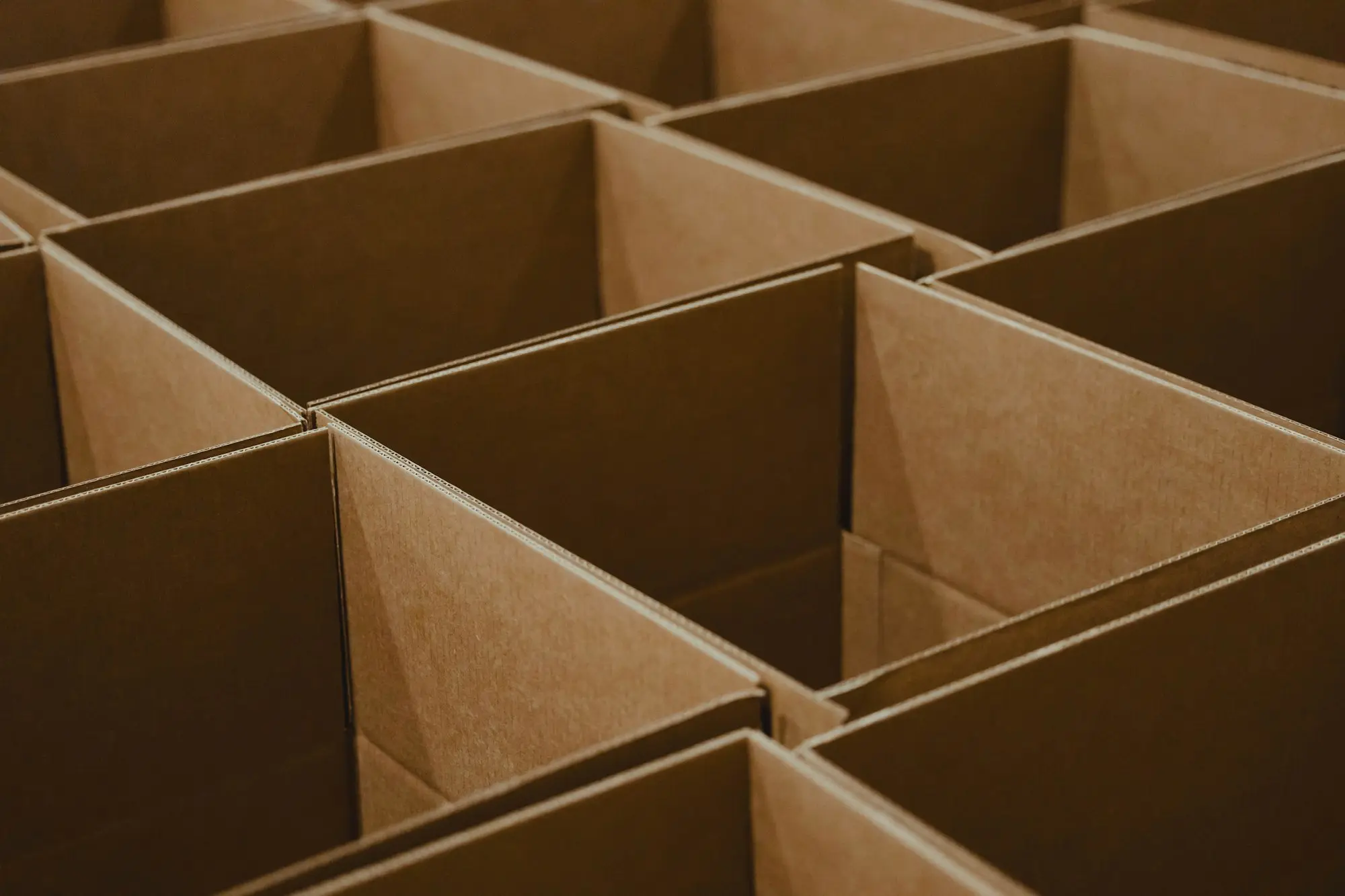 Empty cardboard boxes ready for packing parcels